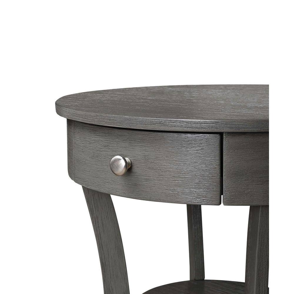 Elegant Round 20'' Wood & Metal End Table with Storage