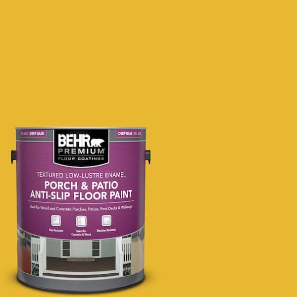 BEHR PREMIUM 1 gal. #OSHA-6 OSHA SAFETY YELLOW Textured Low-Lustre Enamel Interior/Exterior Porch and Patio Anti-Slip Floor Paint