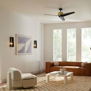 Almere 56 in. Indoor Natural Brass Downrod Mount Ceiling Fan with Wall Control