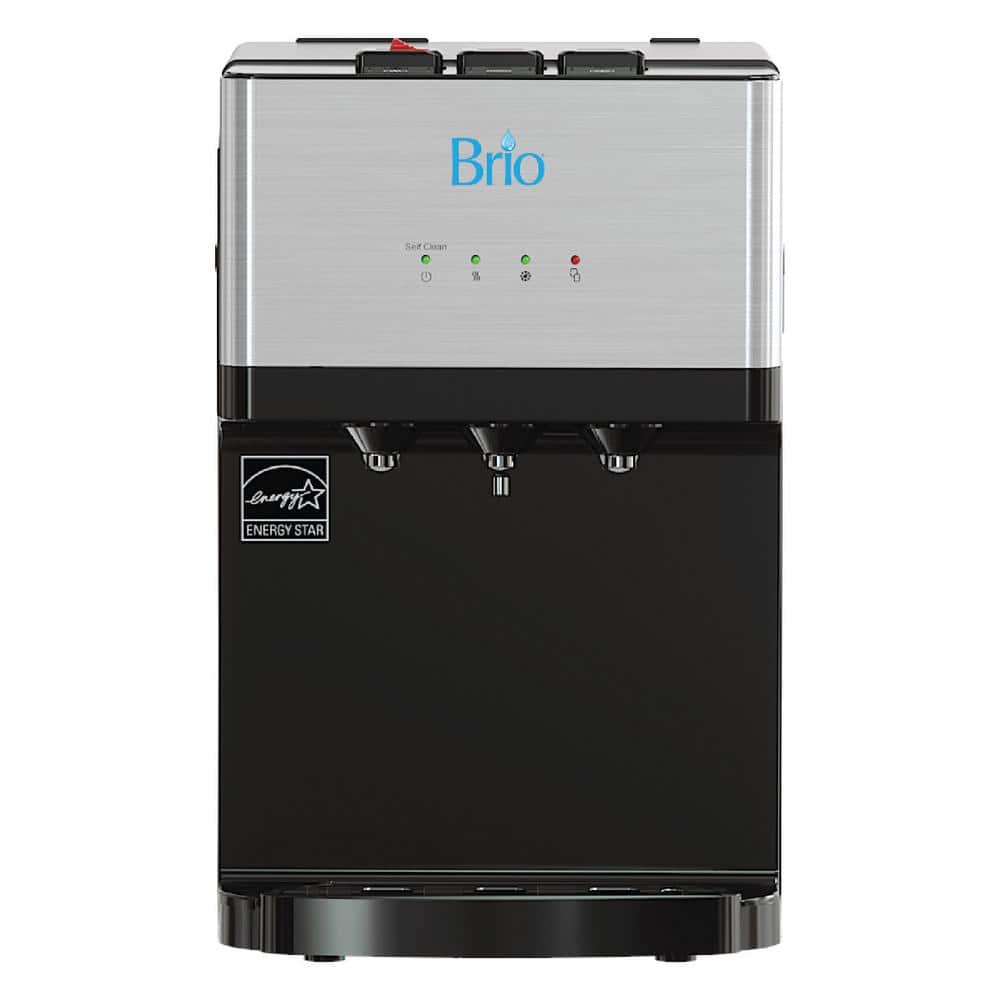 Brio Black and Silver Countertop Water Cooler Dispenser with Filtration