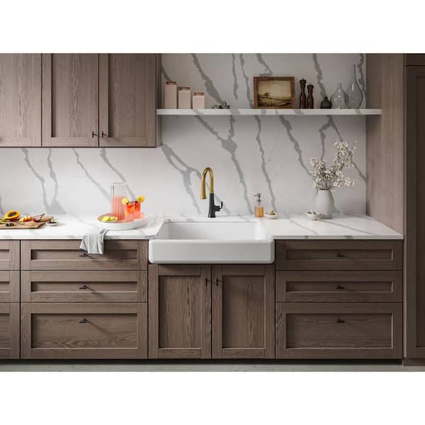 Whitehaven Farmhouse Apron-Front Cast Iron 36 in. Single Basin Kitchen Sink in Ice Grey