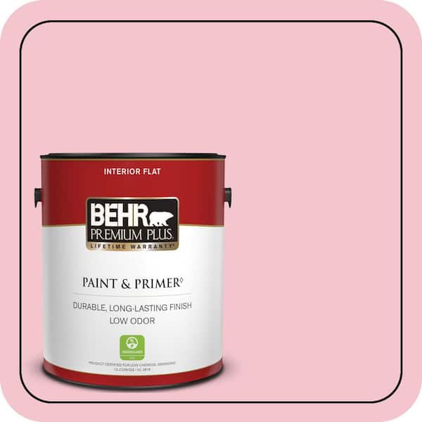 BEHR PREMIUM PLUS 1 gal. #P150-2 Energetic Pink Flat Low Odor Interior Paint & Primer