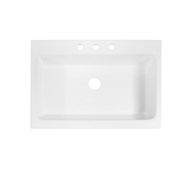 SINKOLOGY Josephine 34 in 3-Hole Quick-Fit Farmhouse Apron Front Drop-in  Single Bowl White Fireclay Kitchen Sink with Faucet Kit SK450-34FC-SAS -  The Home Depot