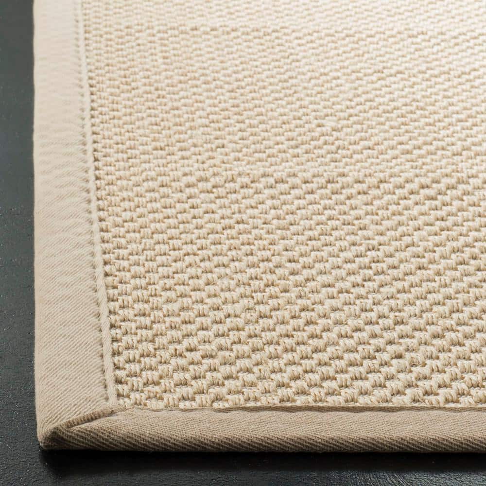 Ivory and Light Beige 4' Square Hand-Knotted Sisal Rug