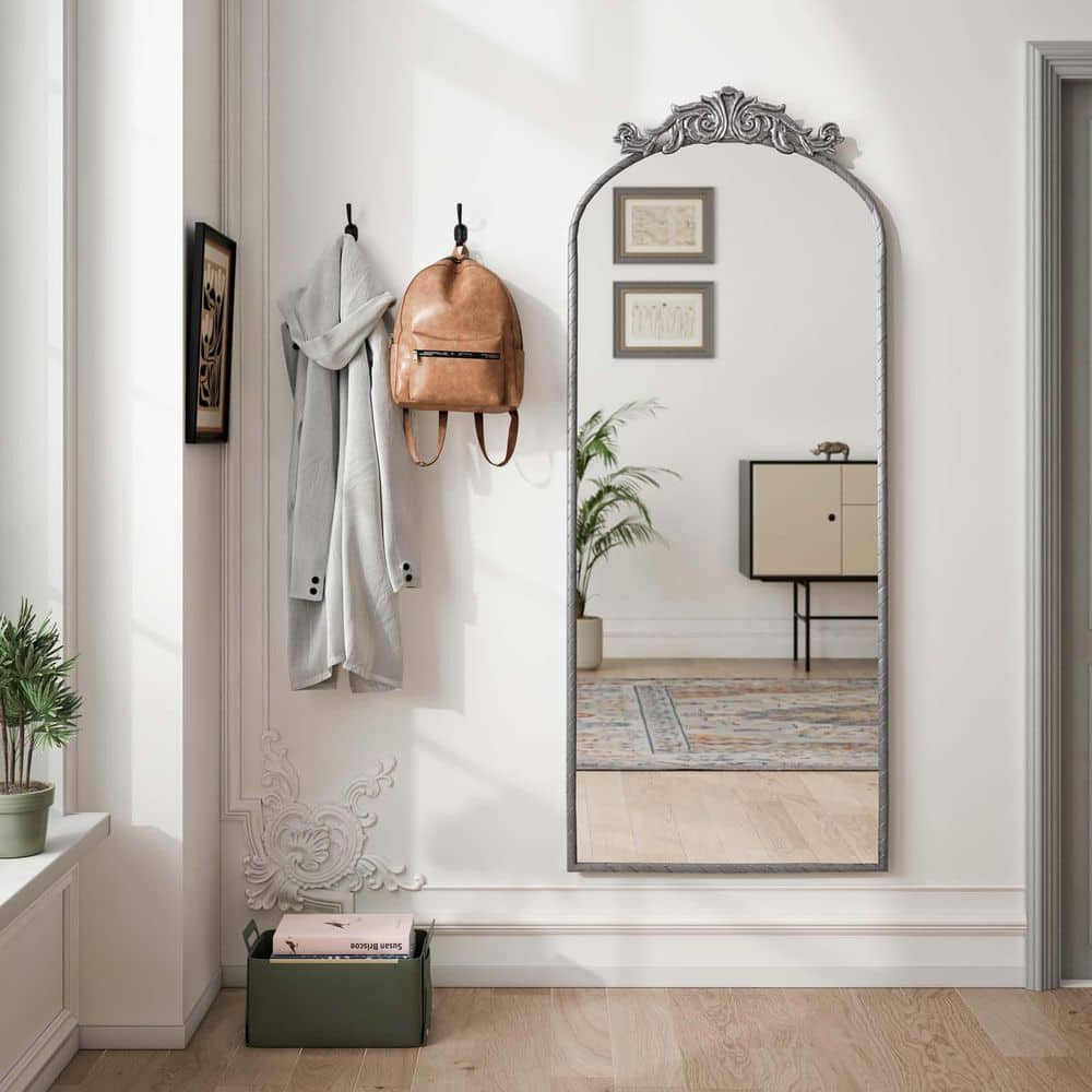 Antique Silver 24 in W x 58 in. H Arch Full Length Mirror Wall Mounted Mirr