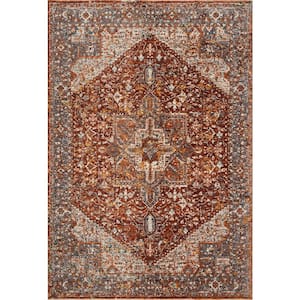 Lourdes Rust/Multi 2 ft. 8 in. x 2 ft. 8 in. Round Distressed Oriental Area Rug