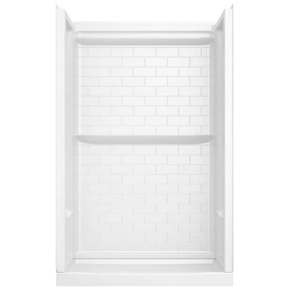 Classic 500 Tile Center Drain 34 in. L x 48 in. W x 71.88 in. H Alcove Shower Kit with Shower Wall and Shower Pan