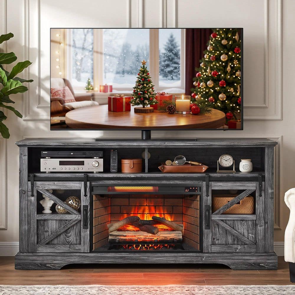 ToolCat 60 in. Freestanding Electric Fireplace TV Stand with 26 in