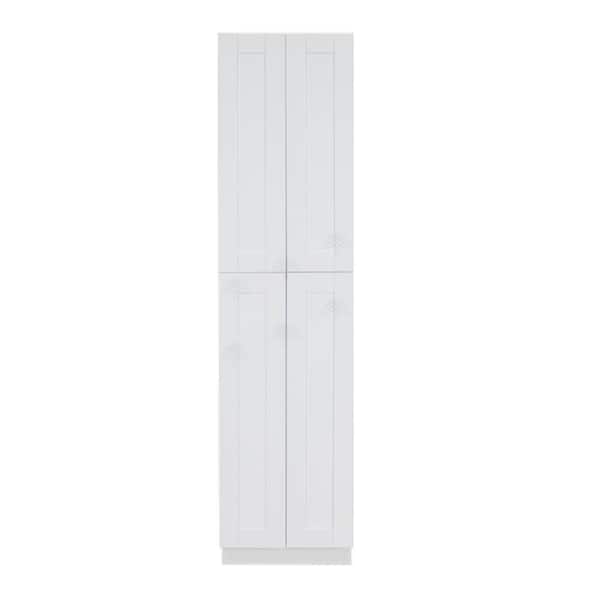 LIFEART CABINETRY Anchester White Plywood Shaker Stock Assembled Tall Pantry Kitchen Cabinet (24 in. W x 96 in. H x 24 in. D)