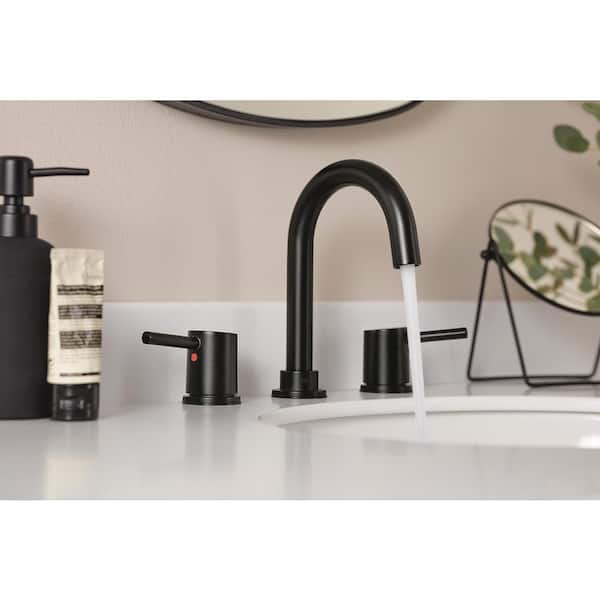 Precept 8 in. Widespread 2-Handle Bathroom Faucet in Matte Black
