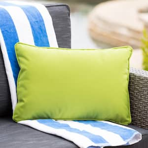 16.5 x 9.5 in. Green Rectangular Outdoor Lumbar Pillow, Waterproof Decorative Pillow for Patio Furniture