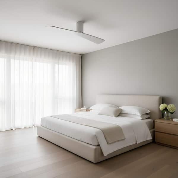 Plank 52 in. Smart Matte White Modern Flush Mount Standard Ceiling Fan with Remote