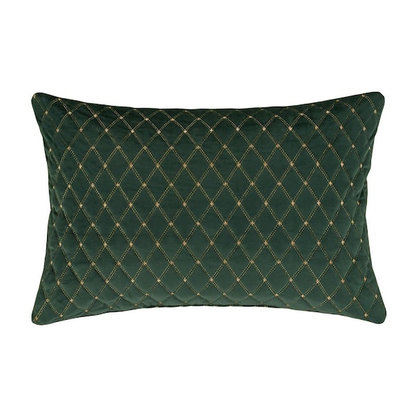 Unbranded Gabriel Evergreen Polyester Quilted Boudoir Decorative 14 in. x 21 in. Throw Pillow