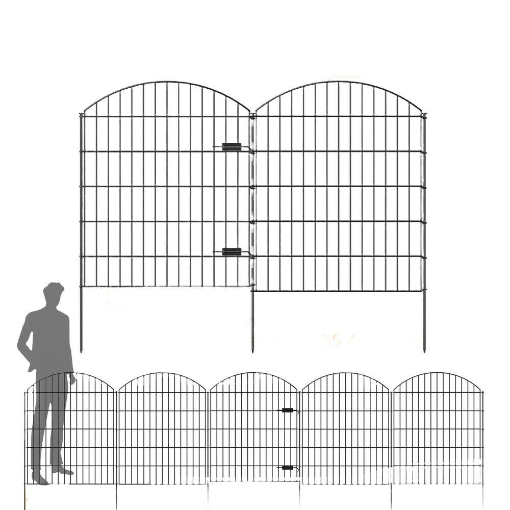 Angel Sar 14.75 ft. Black Metal Garden Gate and Fences Outdoor, Heavy