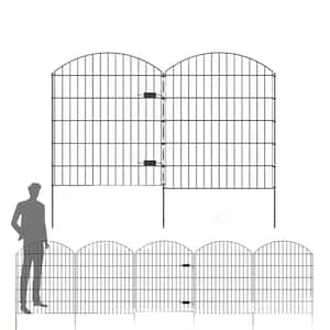 14.75 ft. Black Metal Garden Gate and Fences Outdoor, Heavy-Duty Fencing for The Yard Privacy Temporary Animal Barrier