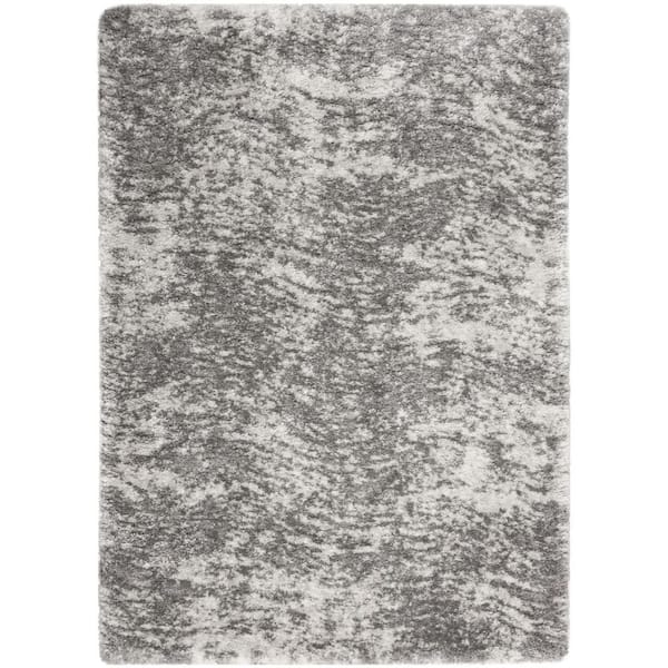 4 ft. x 6 ft. Charcoal and Ivory Abstract Shag Area Rug