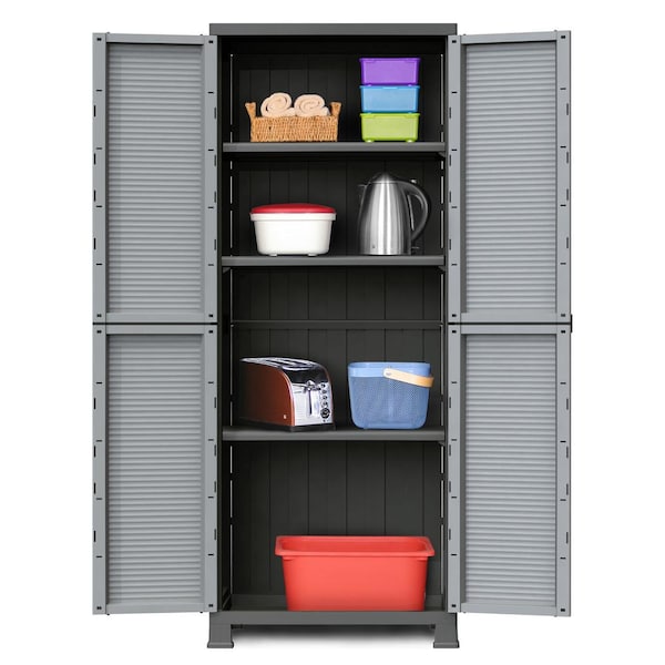 Ram Quality Products Prestige Utility 3 Shelf Lockable Storage Cabinet Black