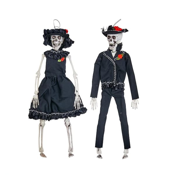 Gejoy 6 Pieces Halloween Skeleton Full Body Wedding Skeleton Model with Clothes Plastic Wedding Couple Figure Movable Skeleton Decoration for Scary Party Supplies 