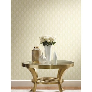 56 sq ft. Yellow Petite Ogee Pre-Pasted Wallpaper