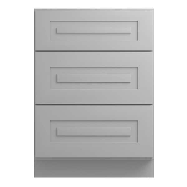 Home Decorators Collection Grayson 24 in. W x 24 in. D x 34.5 in. H Assembled Plywood Drawer Base Kitchen Cabinet in Pearl Gray with Soft Close