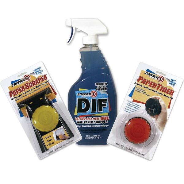 Zinsser DIF Wallpaper Remover Kit with 32 oz. Ready-To-Use Gel Spray, Paper Scraper and Paper Tiger-DISCONTINUED