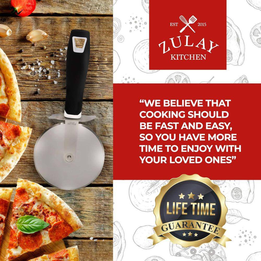 Ergonomic Black Stainless Steel Pizza Cutter Wheel