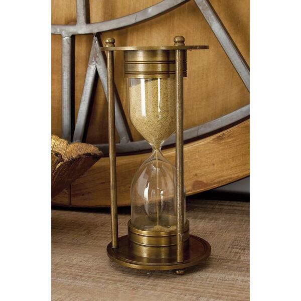 Litton Lane 4 in. x 8 in. New Traditional Brass and Glass Sand Timer
