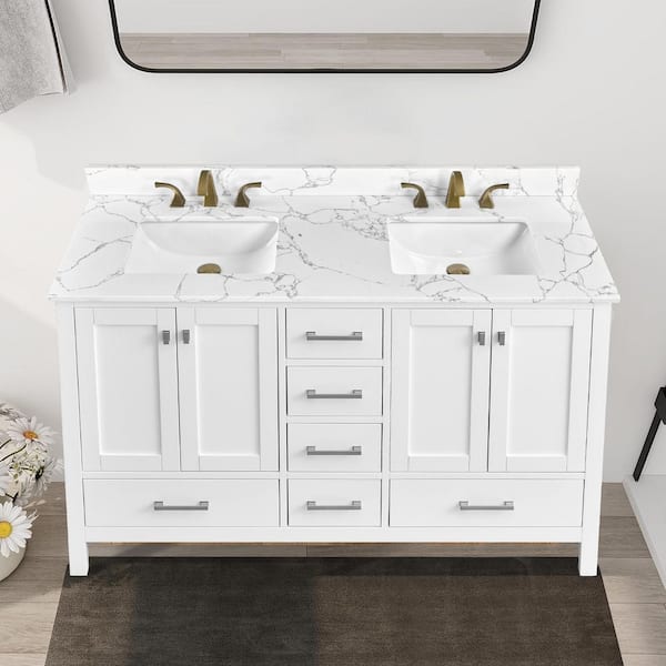 LANDOLT Marquina White 61 in. W x 22 in. D Engineered Stone