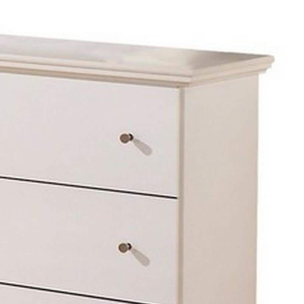 Vick 63" White Wood 6-Drawer Wide Dresser with Pewter Knobs