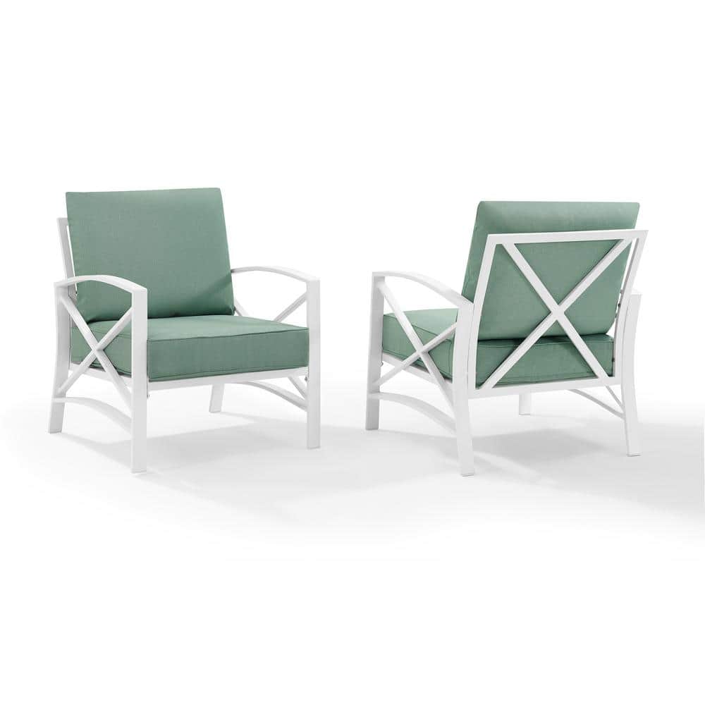 Kaplan 2-Piece Green and White Steel Outdoor Armchair Set
