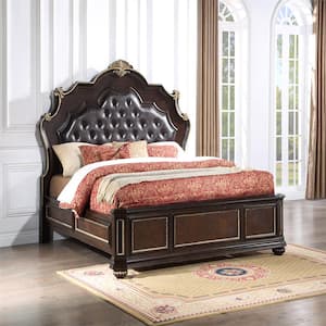 Paris Cherry Red Wood Frame King Panel Bed