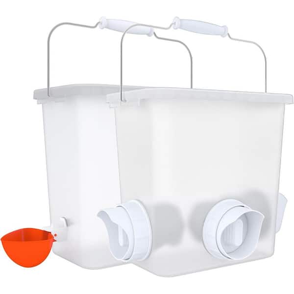 KIWDZFU Automatic Chicken Feeder Waterer Set with Bucket 3 Feeder Ports Water Cups for Poultry Efficient Feed System Equipment