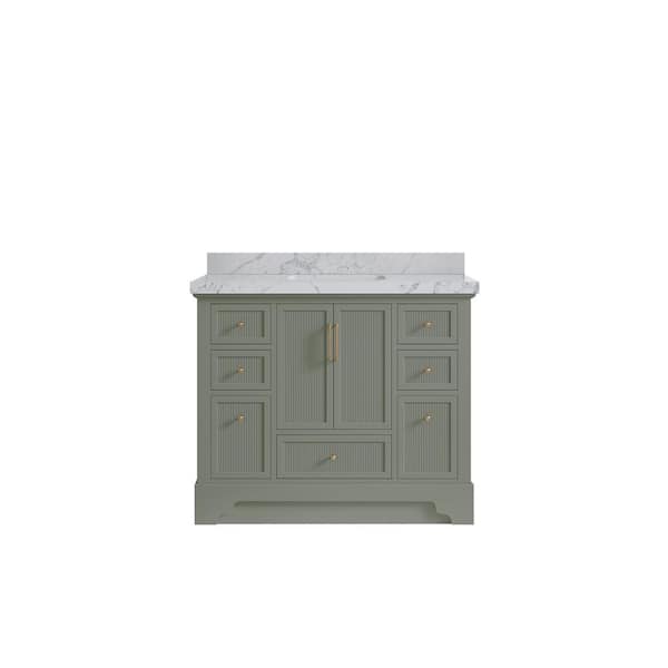 Willow Collections Alys 42 in. W x 22 in. D x 36 in. H Single Sink Bath Vanity in Evergreen with 2 in. Venatino Quartz Top