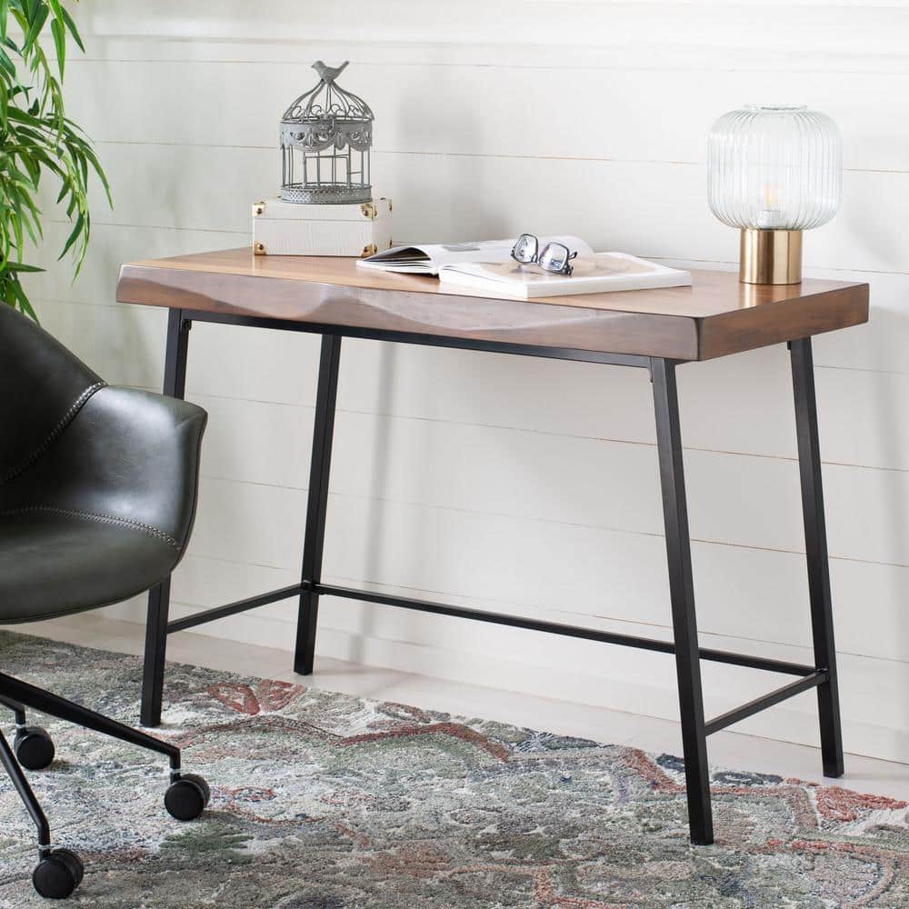 Bernhart 46" Walnut and Black Sawhorse Writing Desk