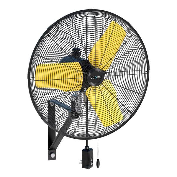24 in. 3-Speed Oscillating High Velocity Black Indoor/Outdoor Wall Mount Fan