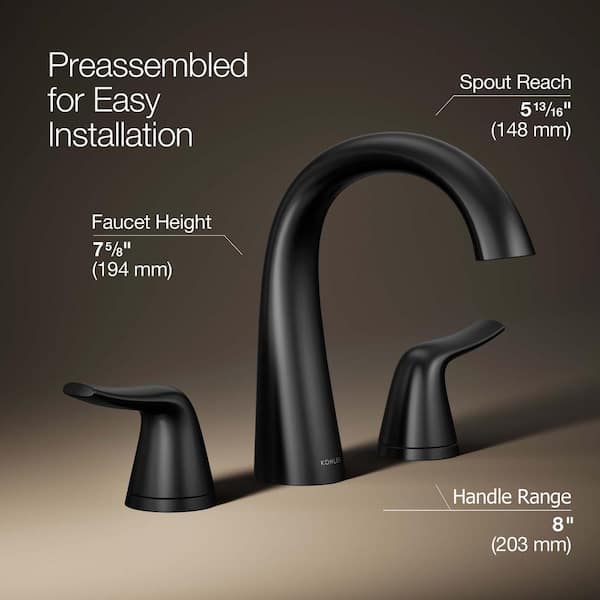 KOHLER Easmor 8 in. Widespread Double Handle Bathroom Faucet in