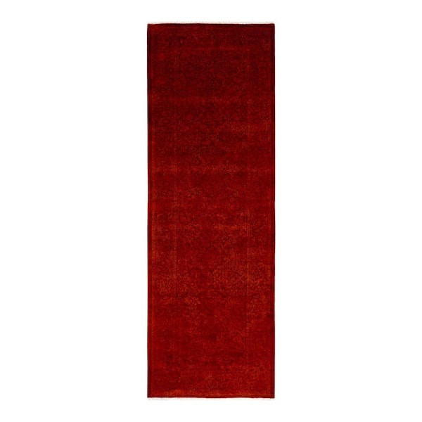 Overdyed Orange 3 ft. x 8 ft. Solid Wool Indoor Runner Rug