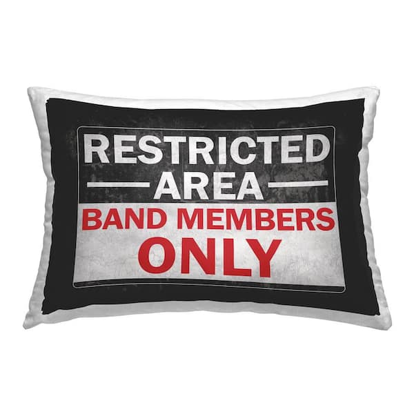 Stupell Industries Vintage Band Members Black Print Polyester 14 in. x 20 in. Throw Pillow