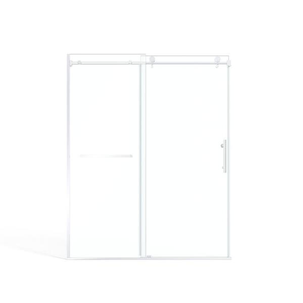 60 in. W x 75 in. H Sliding Semi - Frameless Shower Door in Chrome Finish with Clear Glass