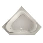 CAPELLA 60 in. x 60 in. Acrylic Center Drain Corner Drop-In Whirlpool Bathtub with Heater in Oyster