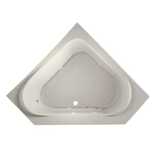 CAPELLA 60 in. Acrylic Neo Angle Corner Drop-In Whirlpool Bathtub with Heater in Oyster