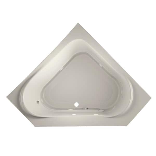 JACUZZI CAPELLA 60 in. Acrylic Neo Angle Corner Drop-In Whirlpool Bathtub in Oyster