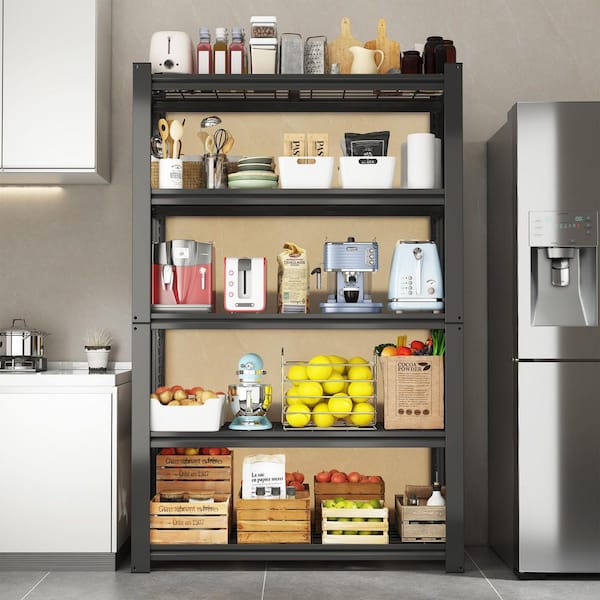 35.43 in. W x 72 in. H x 15.75 in. D Adjustable Shelving Metal Mesh Storage Rack Metal Shelf Pantry Organizer, Black