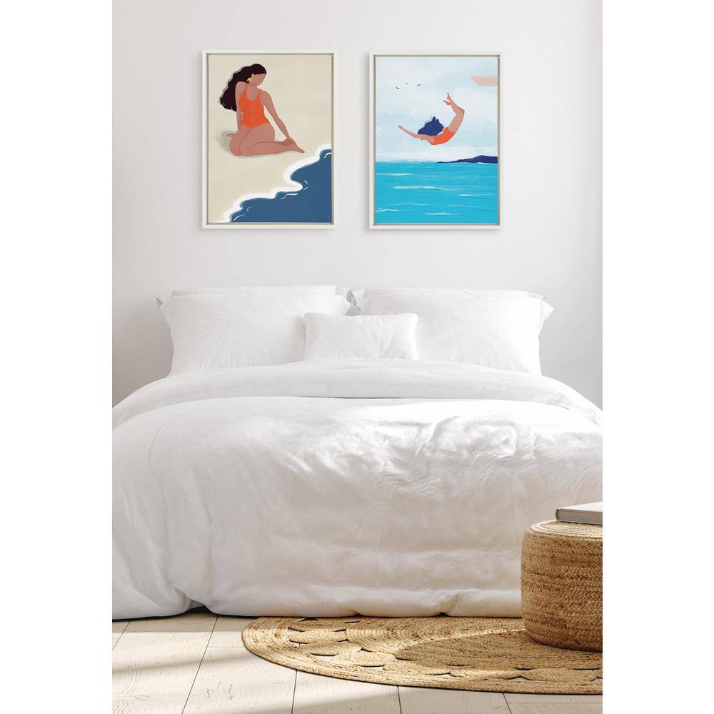 Kate and Laurel Sylvie Jump Framed Canvas by Maja Tomljanovic, 18x24, White