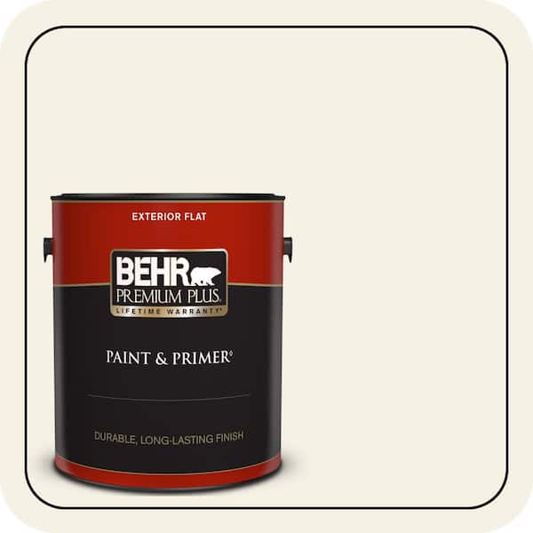BEHR PREMIUM PLUS 1 gal. #BWC-01 Simply White Flat Exterior Paint & Primer
