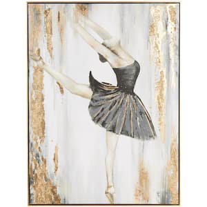 1-Panel Dancer Ballet Framed Wall Art with Black and Gold Foil Accents 47 in. x 36 in.