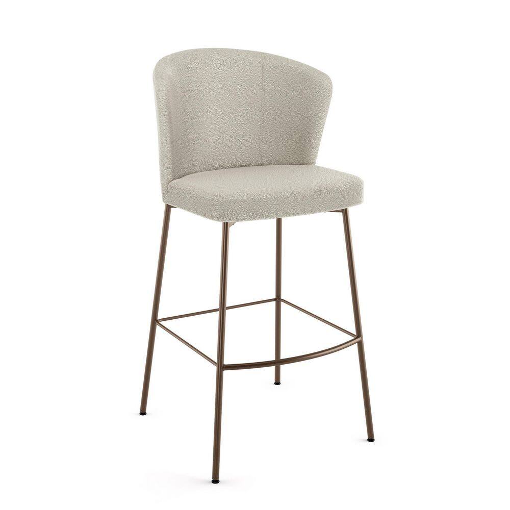 Amisco Camilla 31 in. High Back Bar Stool Cream Boucle Polyester