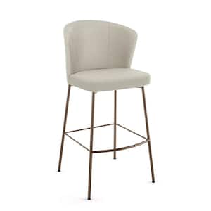Camilla 31 in. High Back Bar Stool Cream Boucle Polyester / Bronze Metal