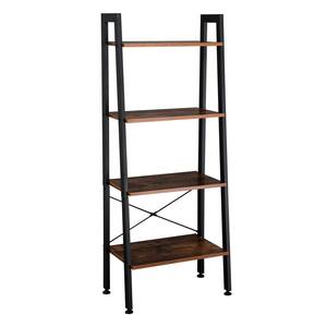 CAPHAUS 67 in. Rustic Oak Bookcase Shelf Organizer, 24 in. W 5 Tier Ladder Bookshelf for Home Office, Living Room and Kitchen