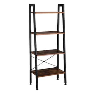 Vintage 54.13 in. Rustic Brown 4 -Shelf Standard Bookcase with Adjustable Shelves